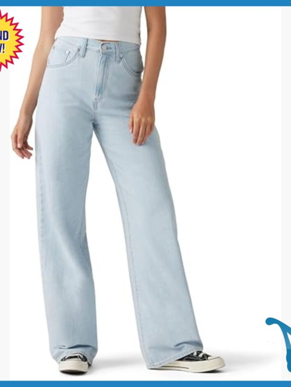 High Rise Baggy Jeans with Cinch Back Adjusters, Relaxed Fit